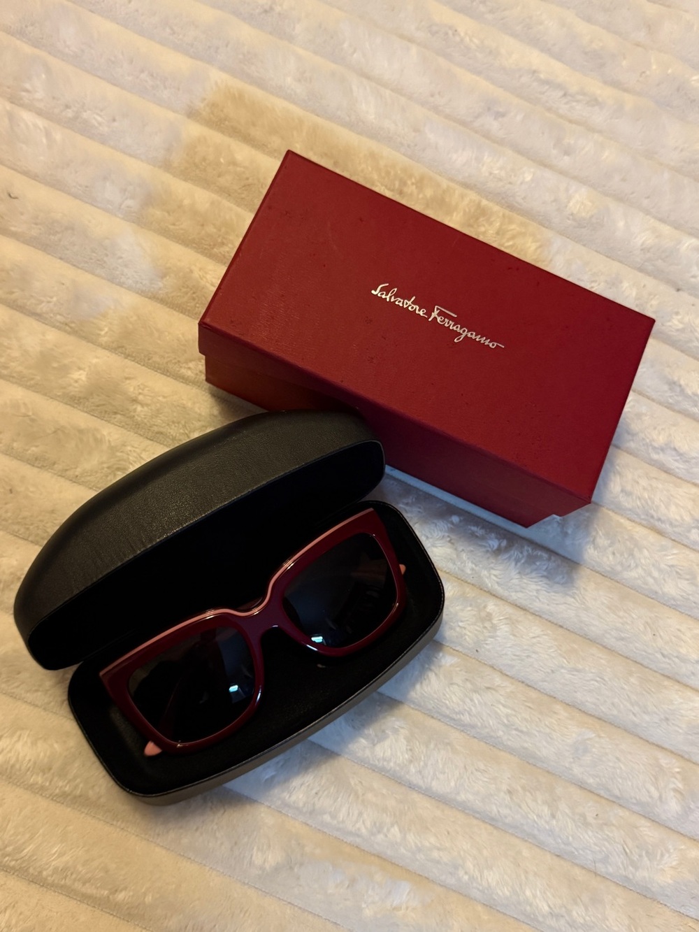 Salvatore Ferragamo Women's Burgundy Frame Sunglasses with Dark Lenses